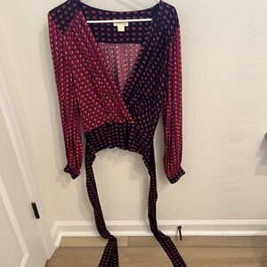 Anthropologie Maeve Pink and Black Floral Top